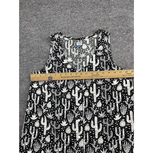 KAVU Shirt Womens Medium Black White Cactus Print Sleeveless Tank Top Blouse - Picture 3 of 7